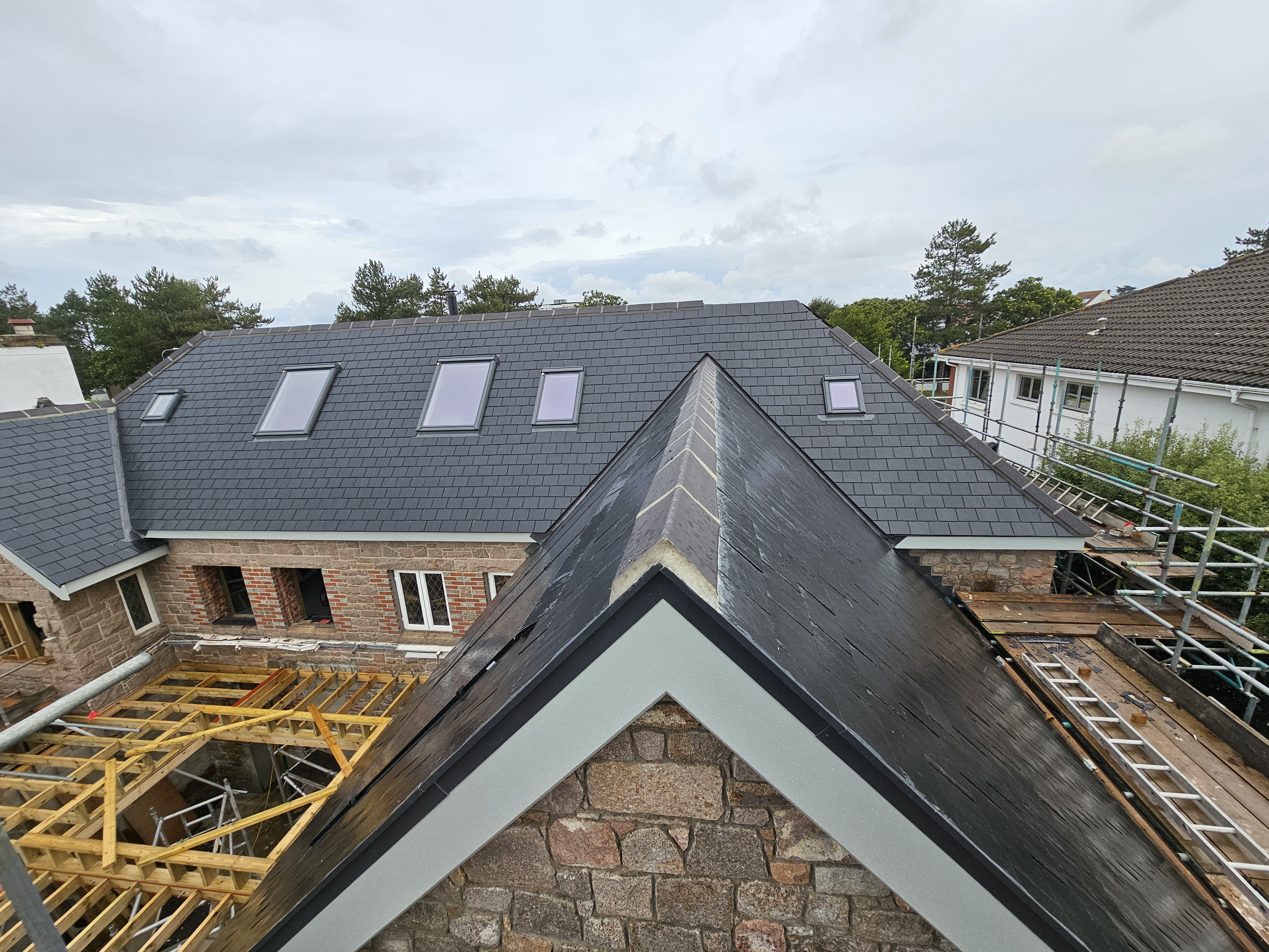 Roof extension construction project in Jersey